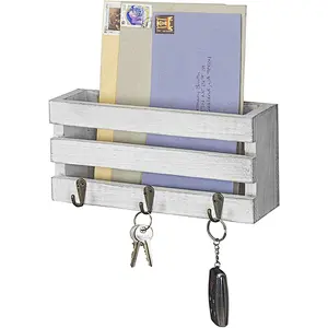 Rustic wood floating wall shelves wall mounted storage shelf key shelf wall