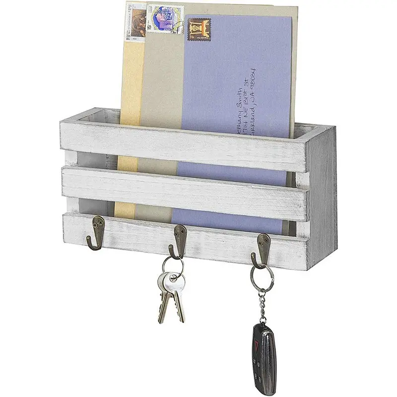 Rustic wood floating wall shelves wall mounted storage shelf key shelf wall