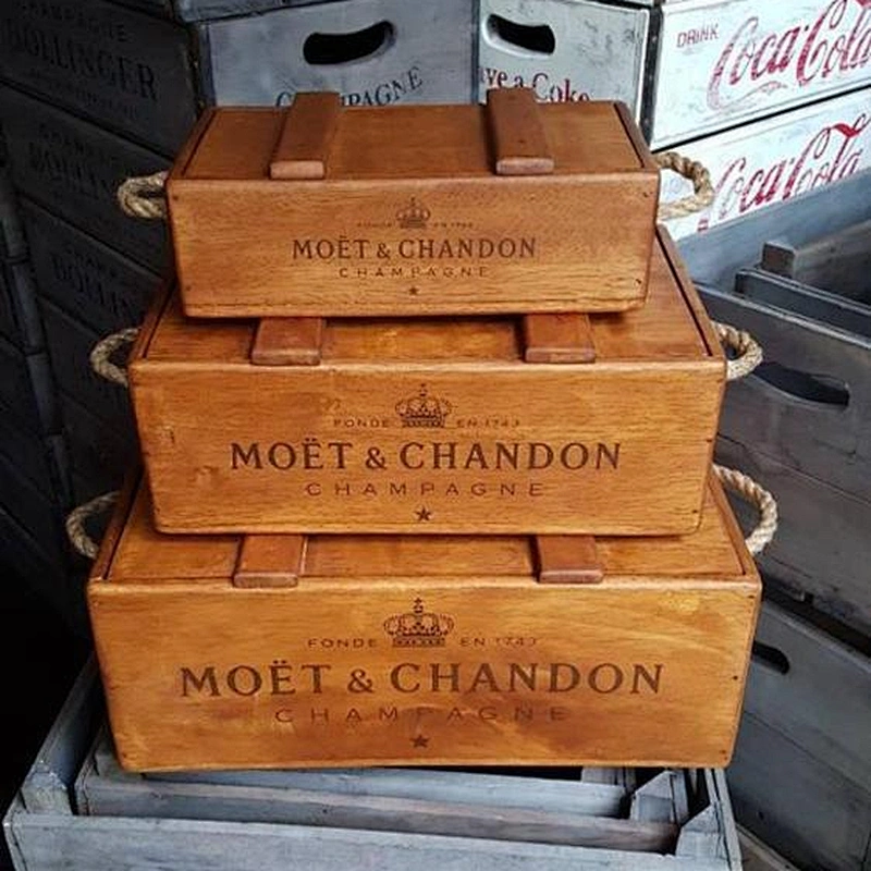Wooden Box  with Rope Handles wood crates box wooden wooden storage box packaging  art set for living room in bed