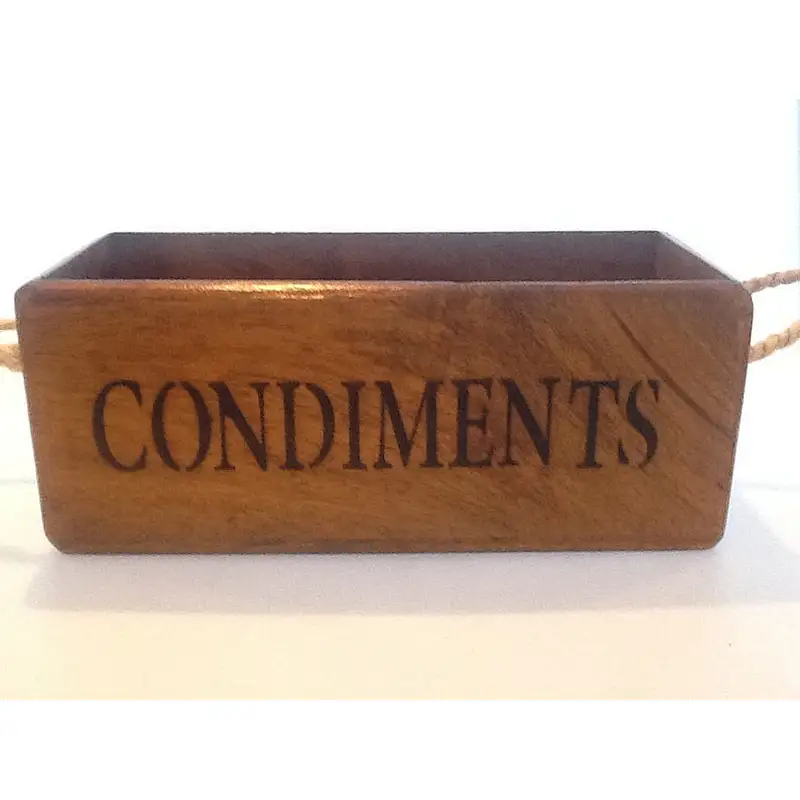 CONDIMENTS Wooden storage crate with rope handles wooden box