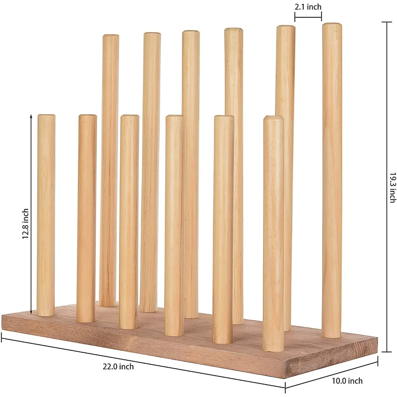 Wood Decor  MyGift 6-Pair Natural Wood Inverted Boot Storage Rack