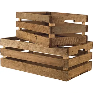 2019-Advertising crate, garden crate,Wooden Decorative Boxes (Set of 2)