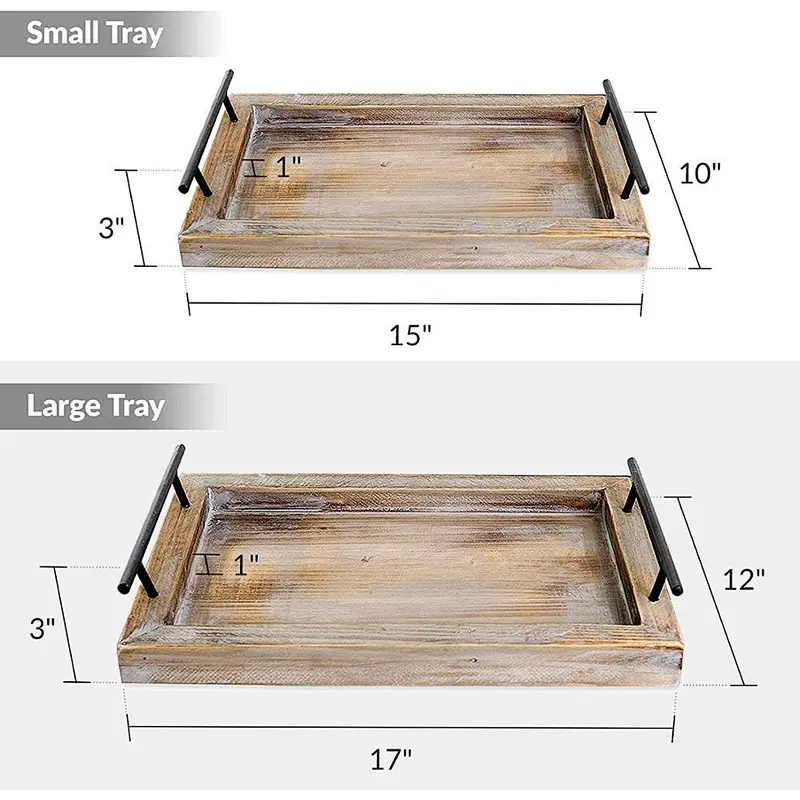Wooden food tray with handle