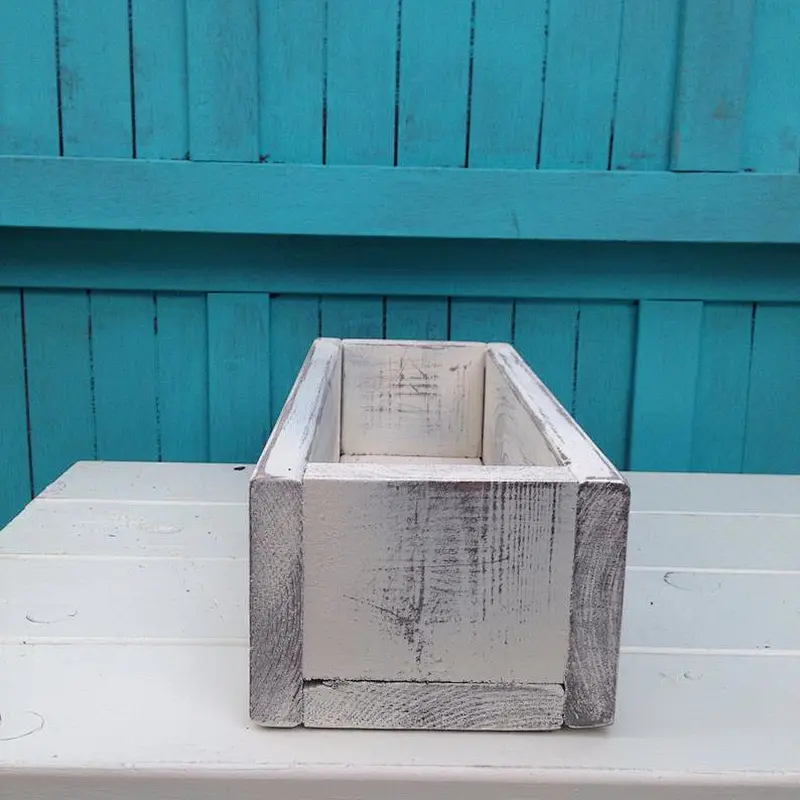 Wood Planter Box5 Inch Square Rustic Barn Wood Plastic Liner Garden Centerpiece Display Wedding Flowers Holder