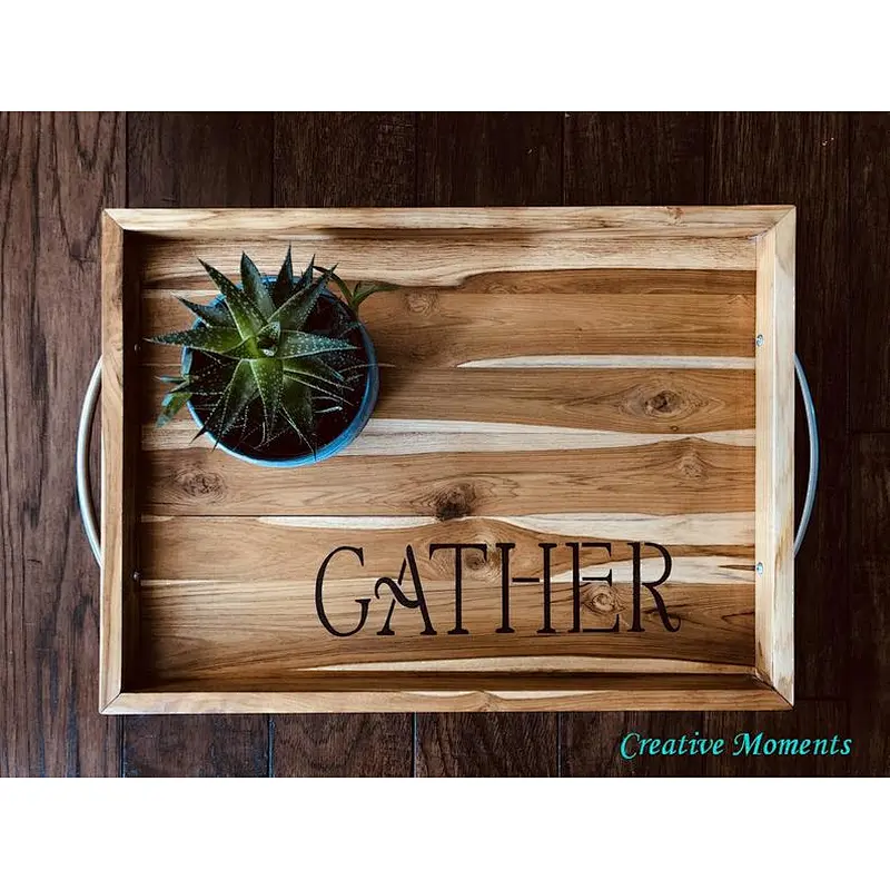 Rustic Wood Tray with Handles - Nordic Tray