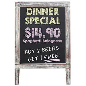 Freestanding Rustic Torched Wood Message Memo Chalkboard Sign