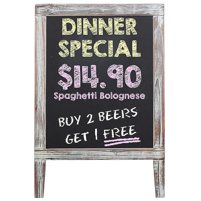 Freestanding Rustic Torched Wood Message Memo Chalkboard Sign