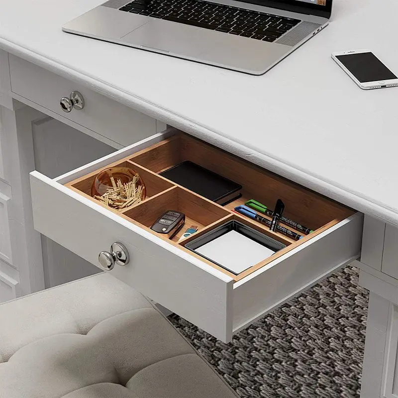 Lavish Home 4 Compartment Bamboo Drawer Divider - Space Saving Natural  Storage Box