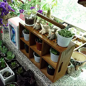 Vintage Zakka Large 6-grids Wooden Planter Storage Box Pots Tray for Succulent Plants Flowerpot Desktop Home Decoration