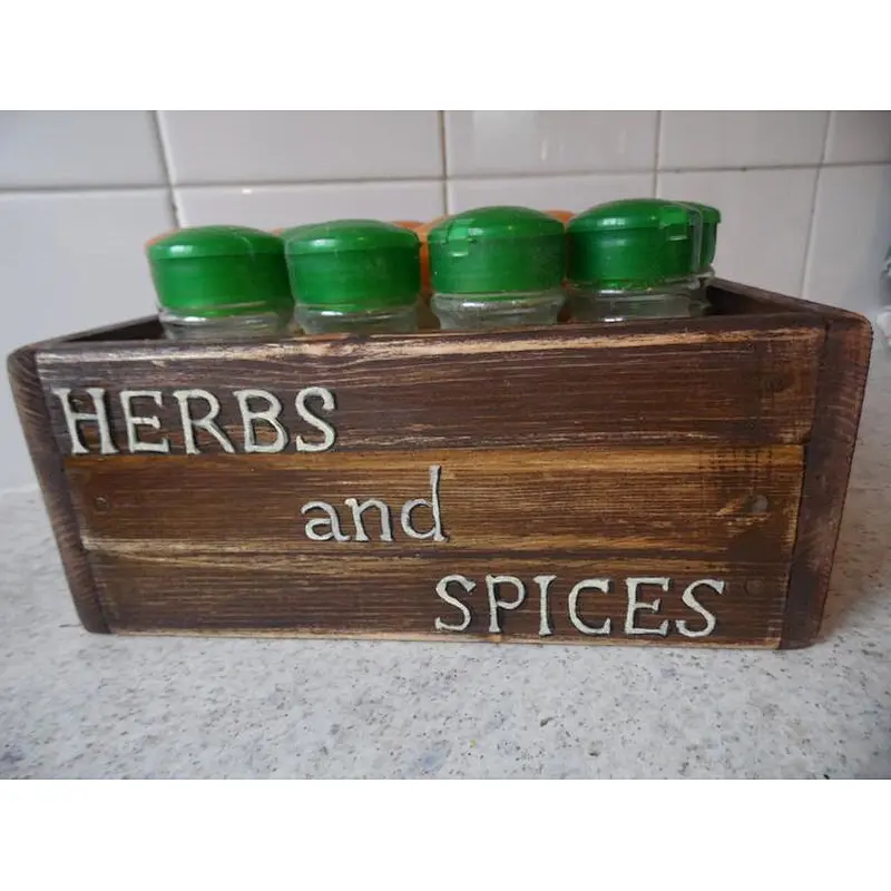 Beautiful Vintage Style Kitchen Crate for Herbs and Spices