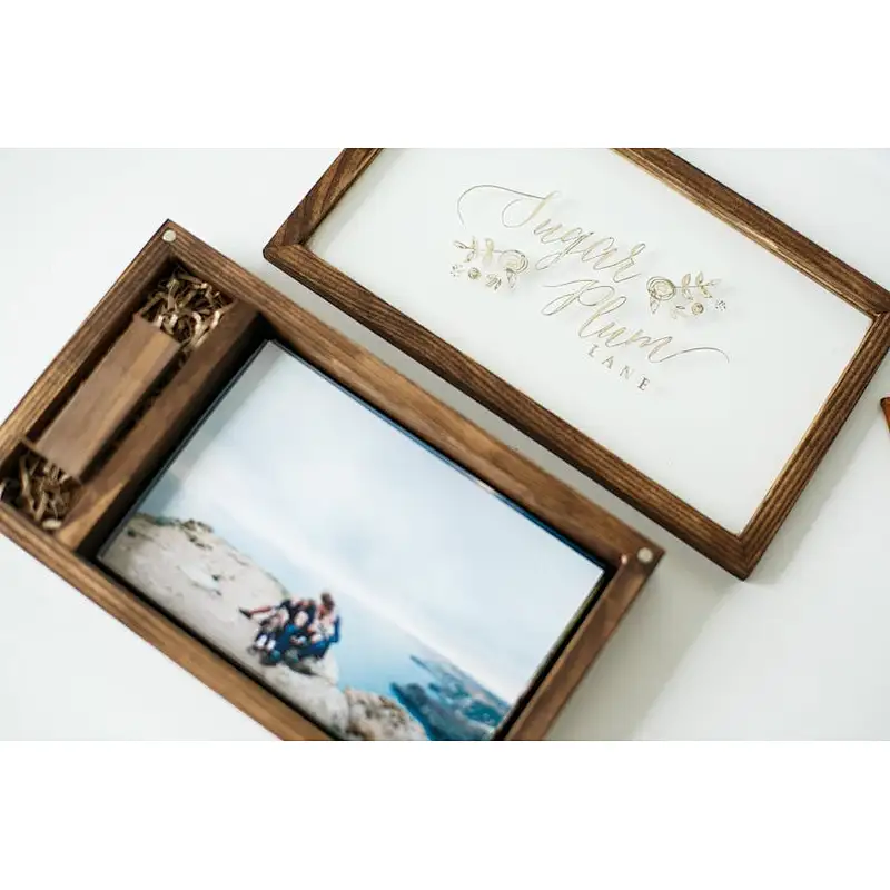 Lovely gift box photo packaging wooden box USB wood box