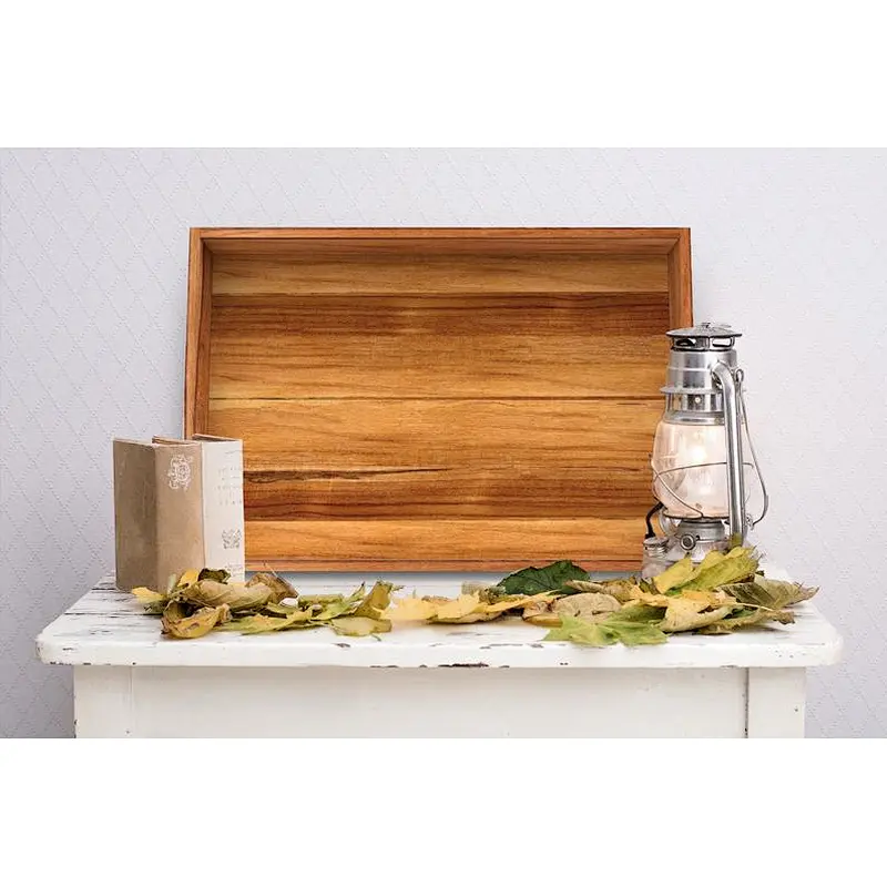 Boutique rustic style severa etiquette service trayWooden Tray With Metal HandlelWood Tray StandServing Trays for OttomansWooden