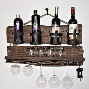 Rustic Wall-Mounted Wine Shelf