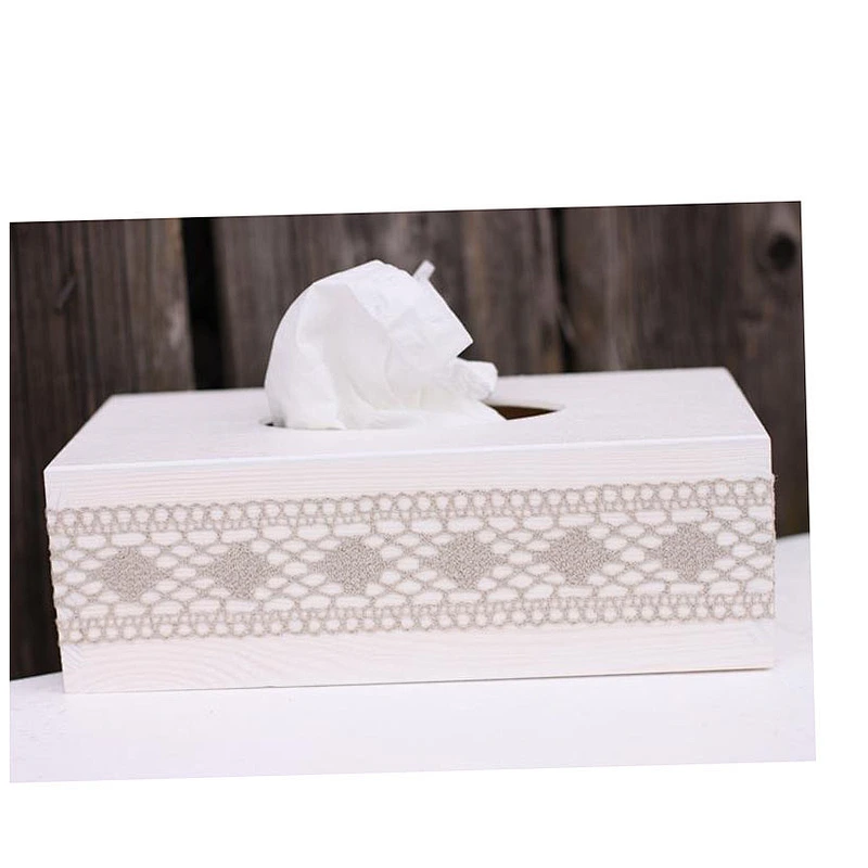 Rectangular Tissue Box Cover, White Wooden Box, Ready for Shipping