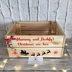 Eve boxes, Christmas Eve crate, personalised display  gift unfinished handwork rustic home decoration   wooden christmas box.