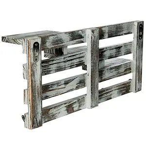 Rustic unfinished wholesale cheaper delicate personalized customTorched Wood Wall Mounted Entryway Organizer Display Shelf Rack