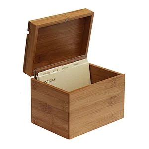 Oceanstar Bamboo Recipe Box with Divider, Natural