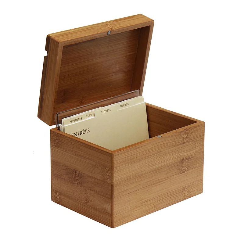 Oceanstar Bamboo Recipe Box with Divider, Natural