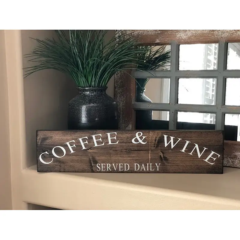 Coffee and Wine sign,  Coffee Sign, Distressed , Rustic Farmhouse, Wall Decor