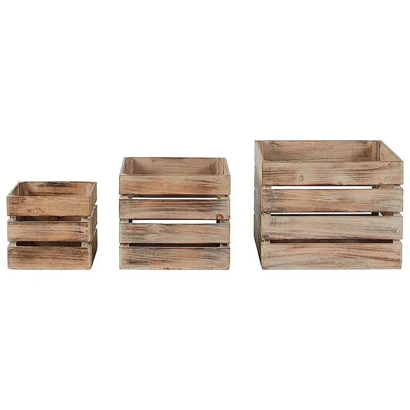 2019-Advertising crate, garden crate,Good quality Wooden Crate-Set of 3, Antique Whitewash