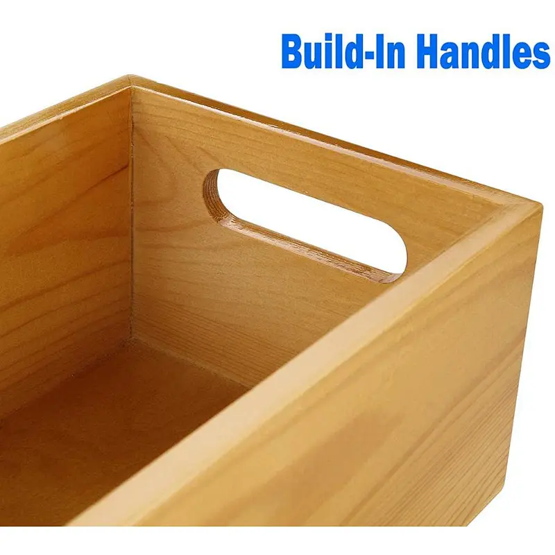 Pine storage box with handle opening box, toilet wood storage box, suitable for bathroom and kitchen