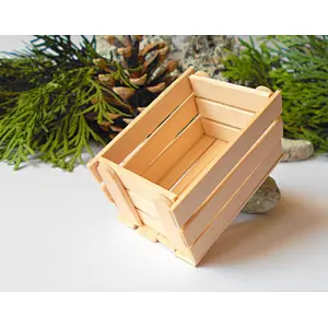 dollhouse basket box- miniature garden  wood  box