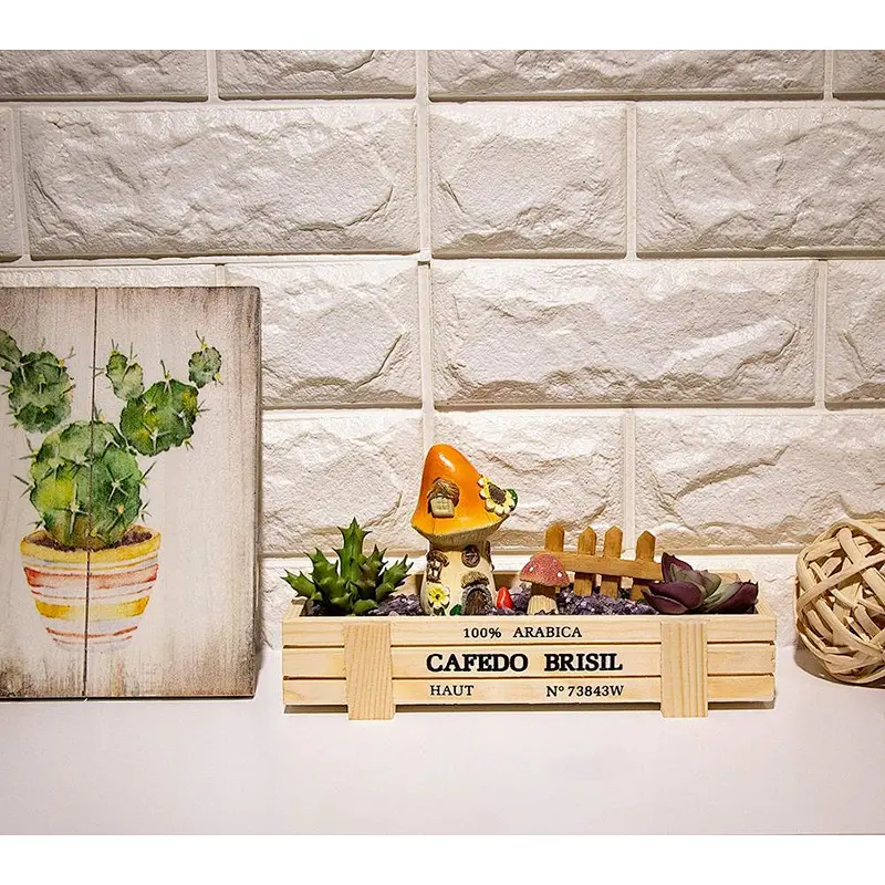 Wooden Succulent Plant Trough Box Flower Pot Container for Home Window Centerpiece Display