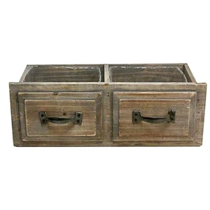 Great for Succulent, Cactus, Herbs, Wooden flower pot-Natural Wood Double Rectangle Drawer Planter Pot