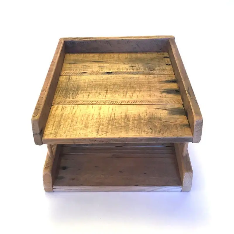 Reclaimed Wood Desk Organizer | Wooden Paper Tray | Magazine Holder |Office Organizer