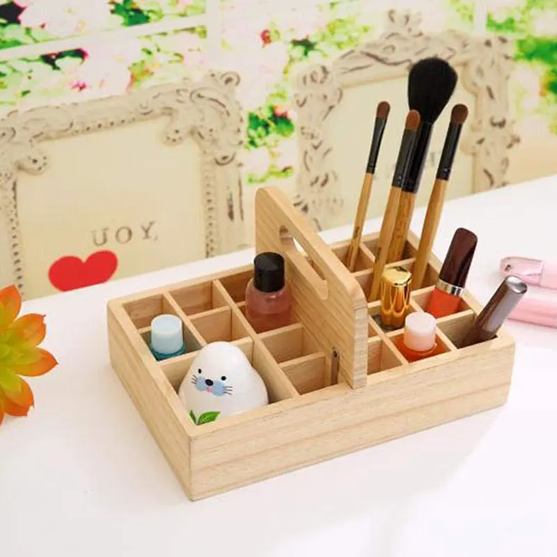 21 Grid Wooden Essential Oil Box  Wood Storage Case