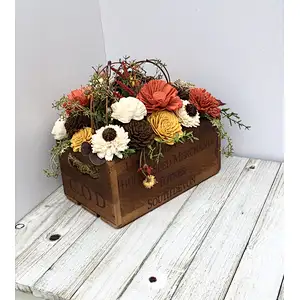 Burnt orange and mustard country sola wood arrangement wooden planter box flower wood box wood crate boxes