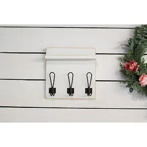 Rustic Wall Mounted Entryway Coat Rack with Farmhouse Style Hooks and Small Shelf