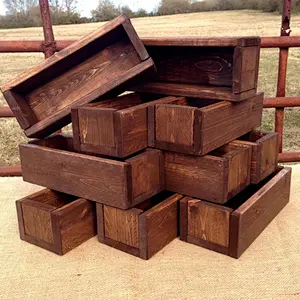 Wedding Centerpiece - Set of 10 - Planter Box - Stained Wood Box - Decor