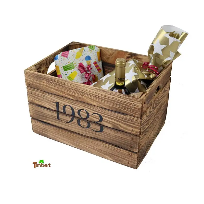 Rustic Wooden Box with Vintage Personalized Gift Box Birth Year Gift Birthday