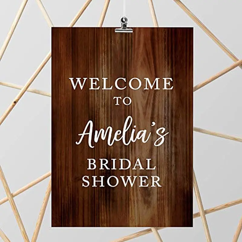 Personalized Extra Large Wedding Easel Board Party Sign,12x18-inch , Dark Rustic Wood, Your Text Here, 1-Pack, Custom