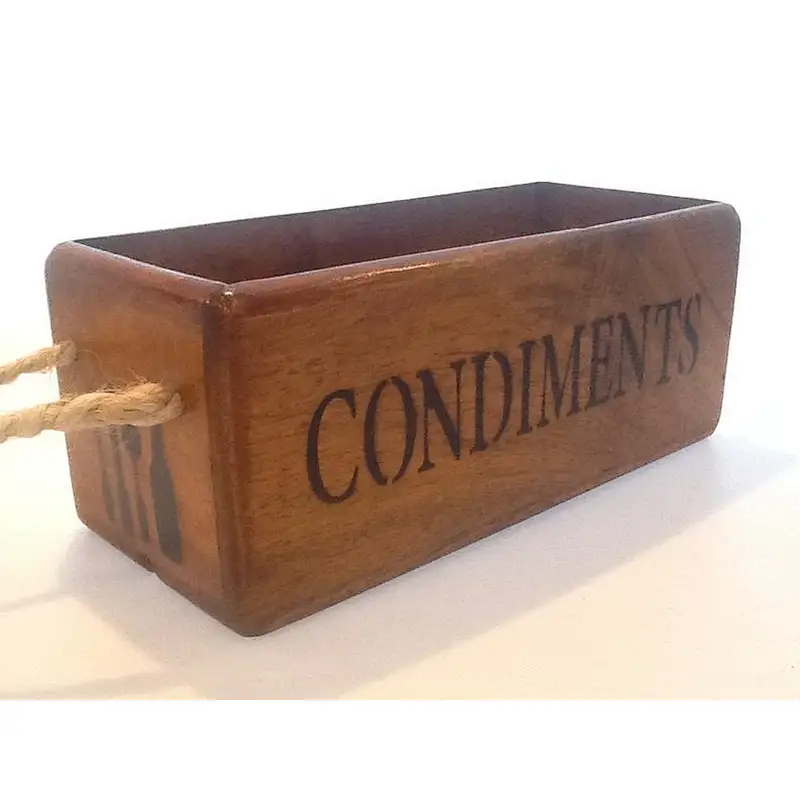 CONDIMENTS Wooden storage crate with rope handles wooden box