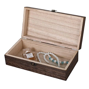 Home Storage Box Natural Wooden Box With Lid Golden Lock Postcard Organizer Handmade Craft Jewelry Case
