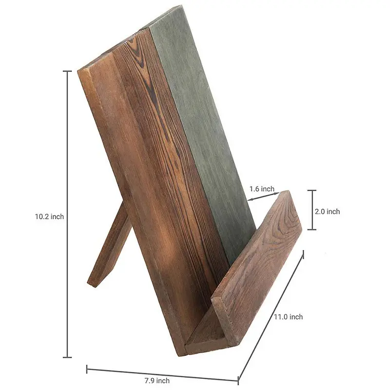 Rustic Farmhouse Style Wood Cookbook Holder with Kickstand
