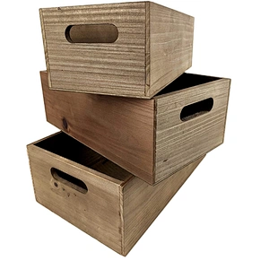 Nesting Wooden Crates  Set of 3 - Decorative Craft Crates  Real Fir Wood  ctrates