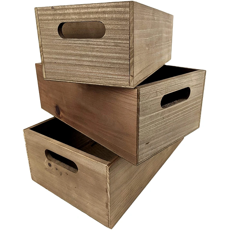 Nesting Wooden Crates  Set of 3 - Decorative Craft Crates  Real Fir Wood  ctrates