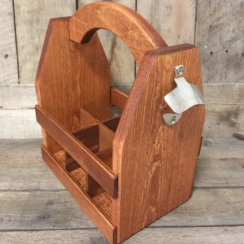 Wooden Beer Carrier-Beer Caddy-bottle opener