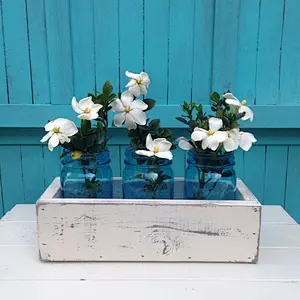 Wood Planter Box5 Inch Square Rustic Barn Wood Plastic Liner Garden Centerpiece Display Wedding Flowers Holder