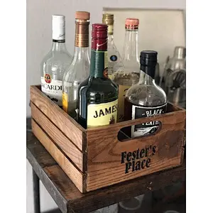 Whiskey Crate Solid Wood Crate 6 Slot Wooden Crate