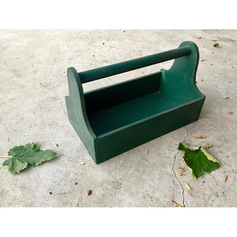 Storage Tool Box Green Wooden French Basket with Handle Large Shabby Chic Kitchen Portable Picnic Bin Fruit Vegetable