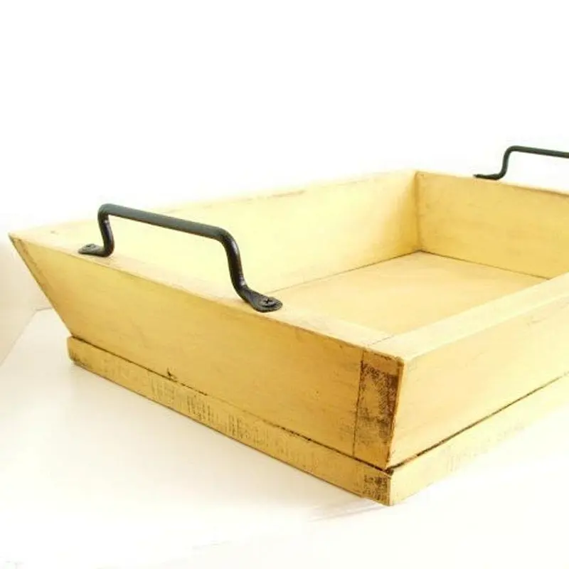 Rustic wooden hotel service tray