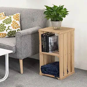 Natural Wooden  Crate DesignStorage Cubby Decorative Table customized  rustic stylehome decoration storage wooden crate shelf