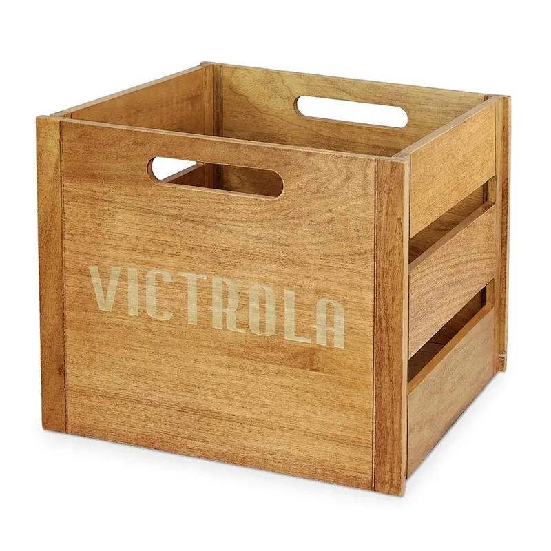 Wood Box Natural Brown-Victrola Wooden Record Crate