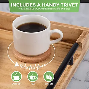 Christmas  Walnut Wood  Tray with Handles Serve Coffee Tea  Breakfast in Bed or for Ottomans tray