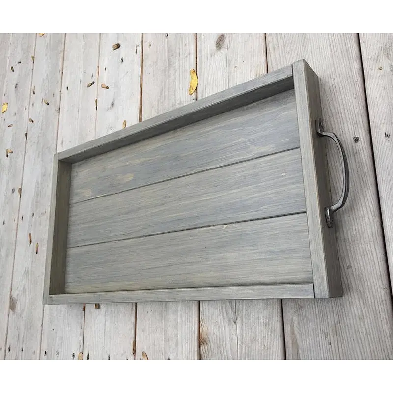 Rustic Wooden Serving Tray  Farmhouse Home Decor Rustic Ottoman Tray