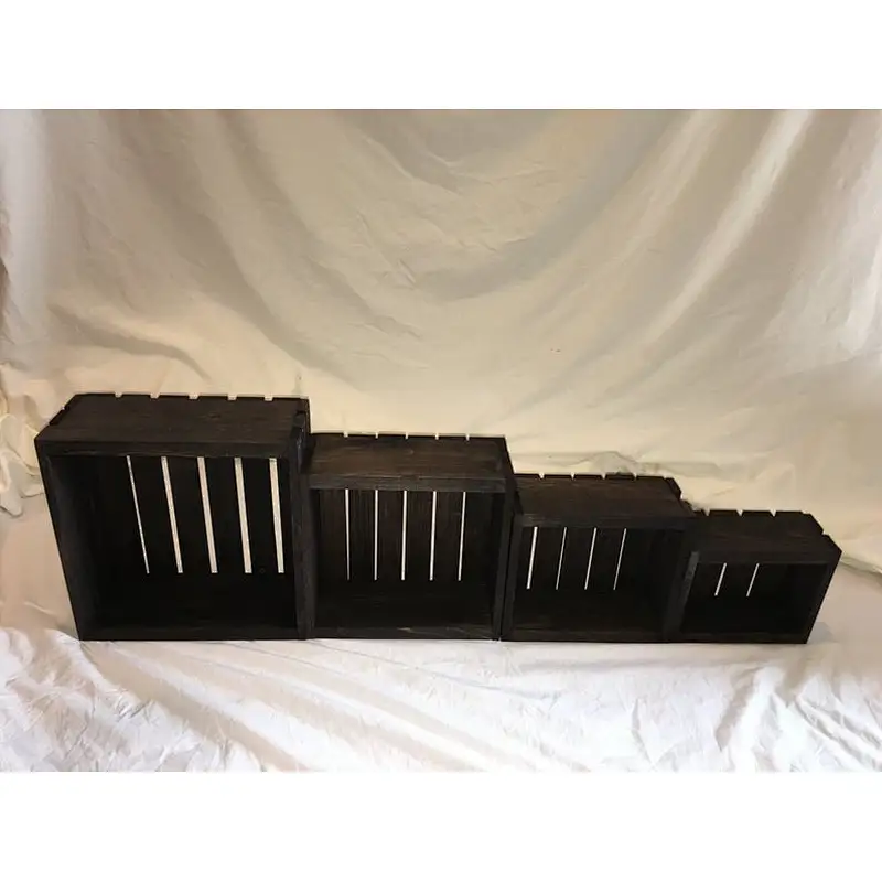 Rustic Wood storage Crates Set of 4 storage box stackable wood crates customized